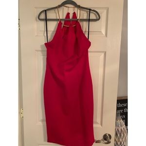 Red dress gold chain